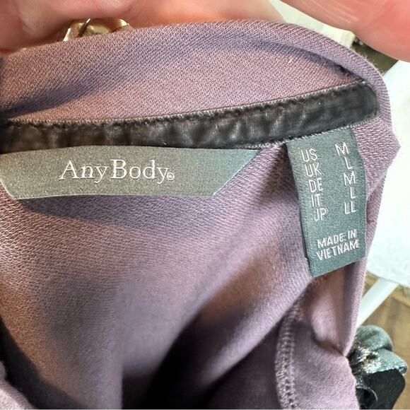AnyBody French Terry Pullover Neck Bow Faded Plum Sz Medium Oversized NEW - Picture 6 of 8